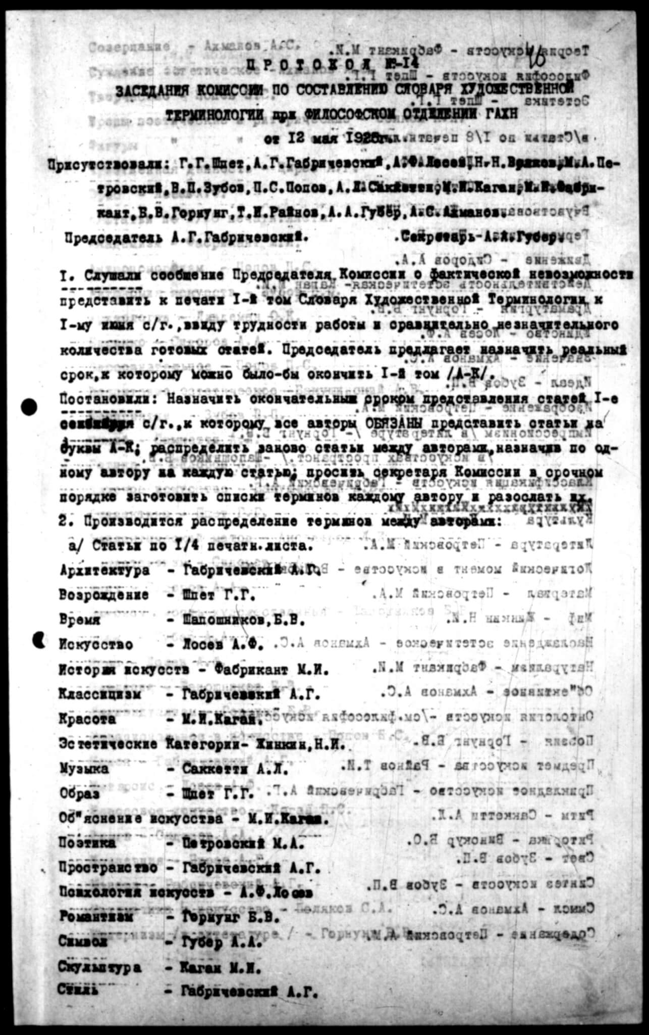 Slovnik Filosofskogo otdelenija. RGALI F. 941-14-11 (1925)